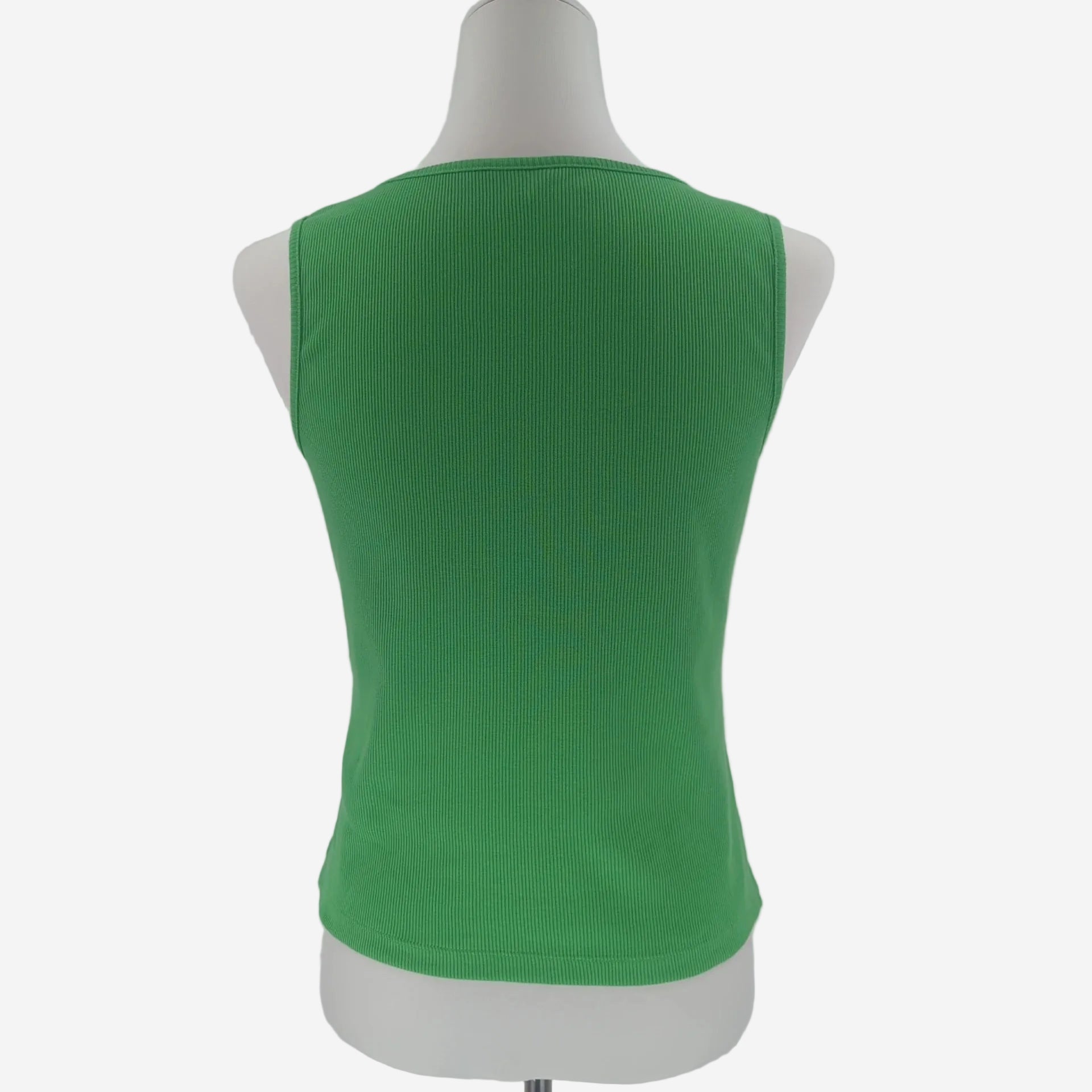 Damen Top Grün Ripp Baumwolle mit Schnürung Modernes Tanktop Rainbow