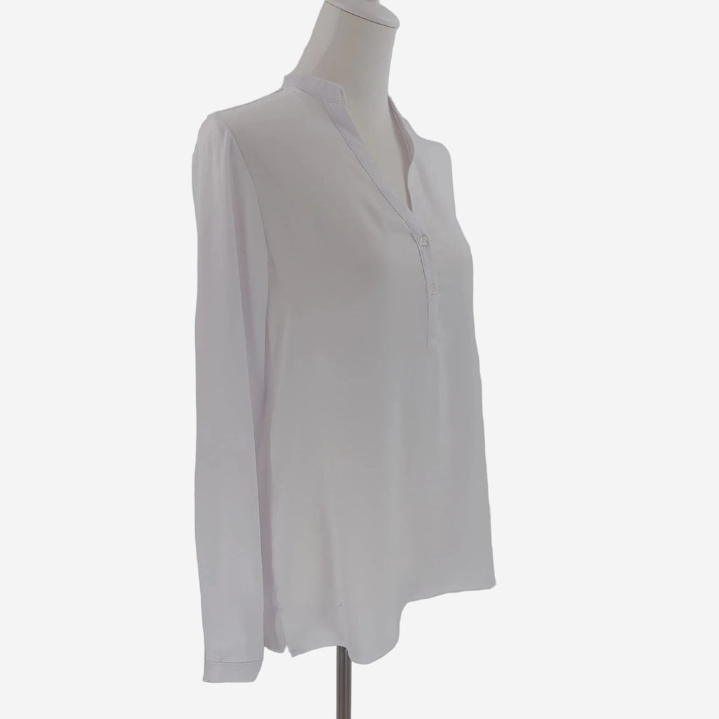 Bodyflirt  Weiße Damen Bluse mit V-Ausschnitt Elegante Langarm Bluse Locker Fallend