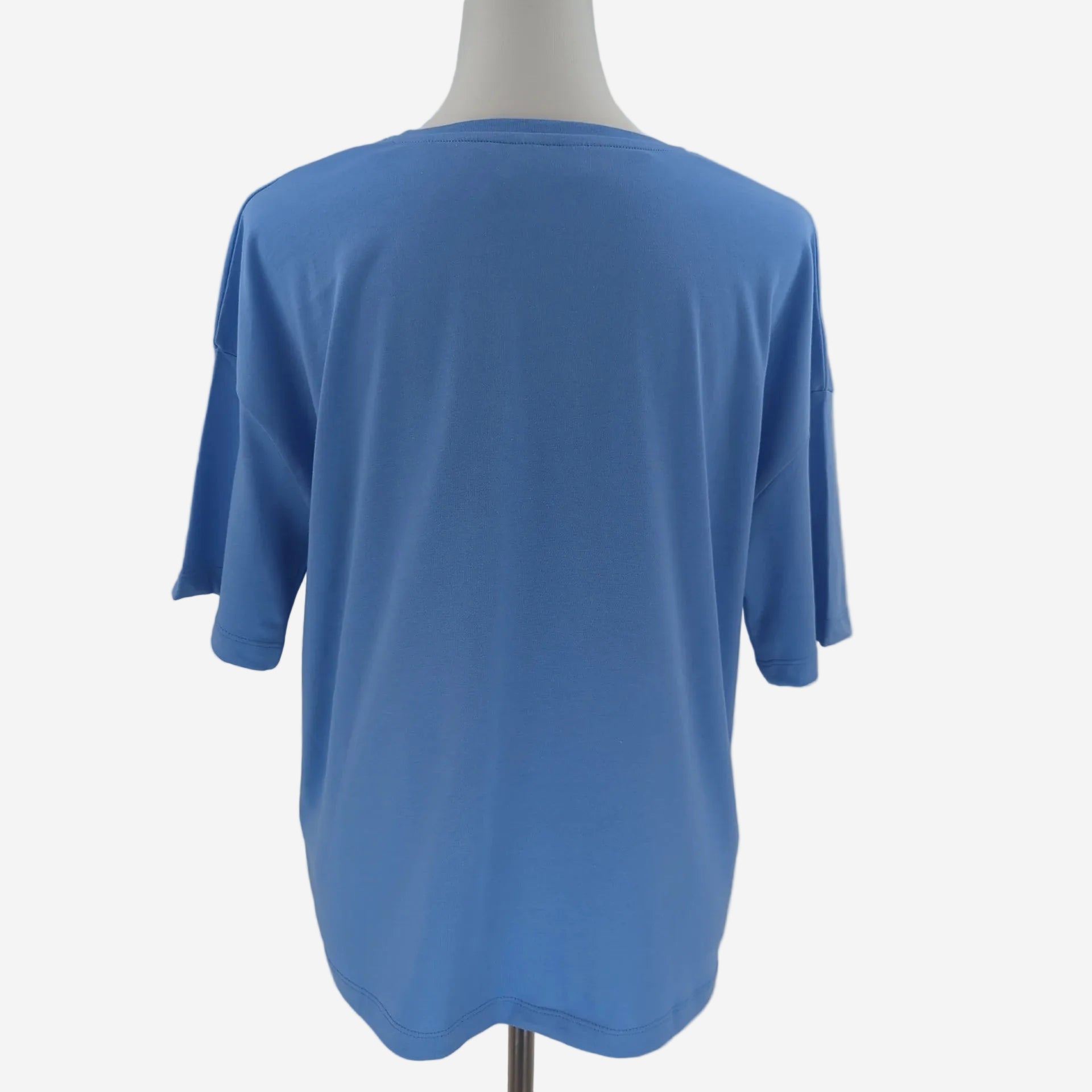 Damen Sommer T-Shirt Blau mit Tropical Print „Summer Vibes“ Baumwolle