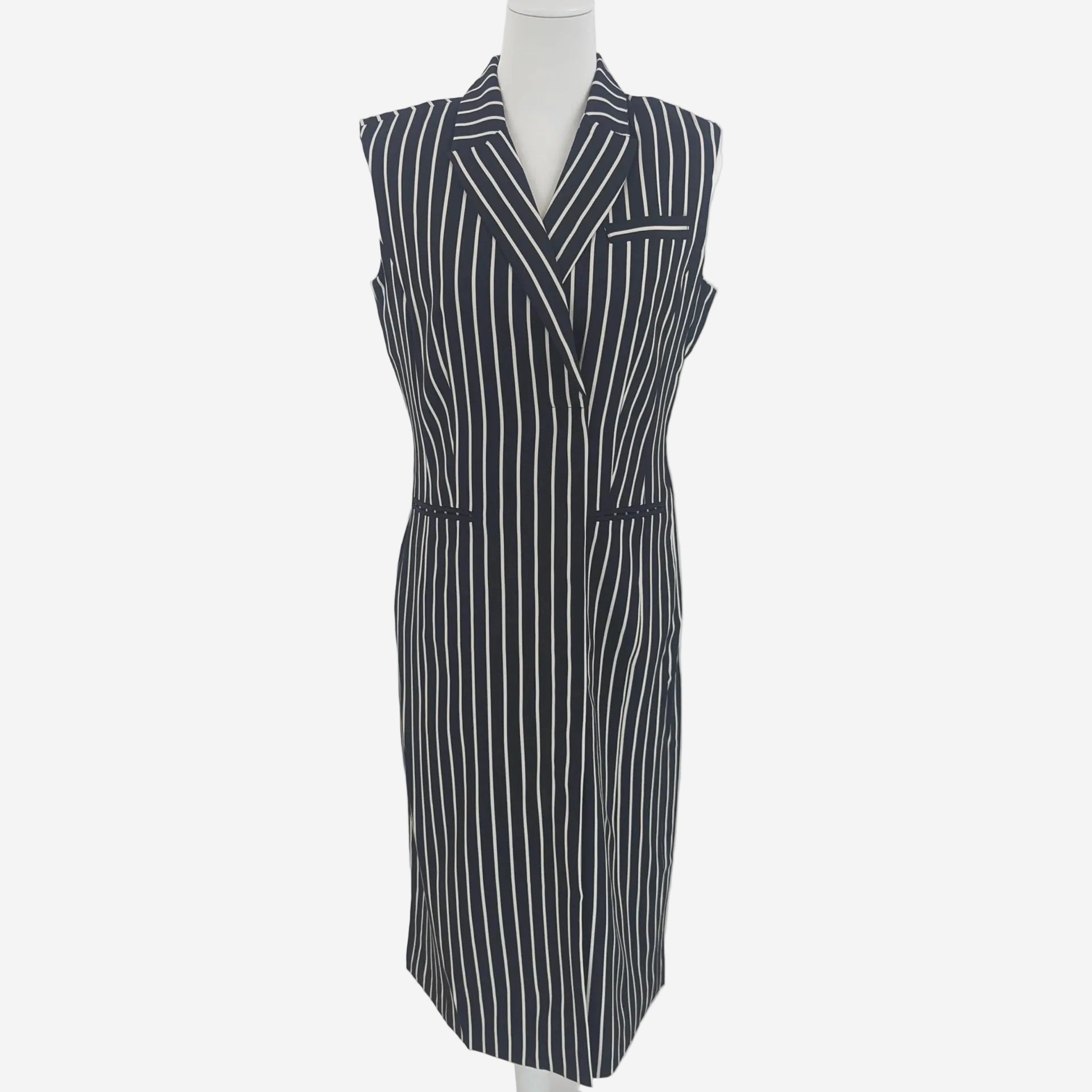 Schwarz Weiß gestreiftes Business Kleid – Elegantes Etuikleid für Damen