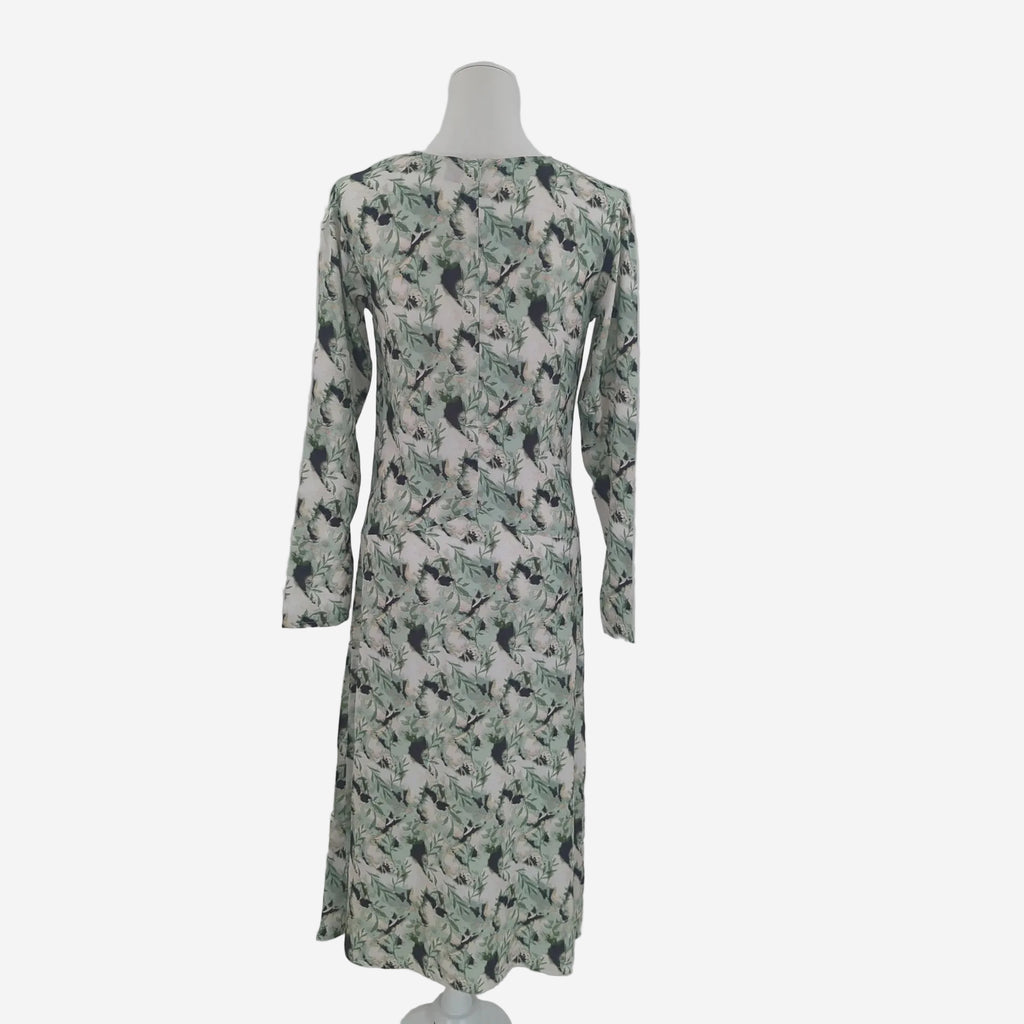 Elegantes Damen Sommerkleid Grün Weiß mit floralem Print aus Viskose
