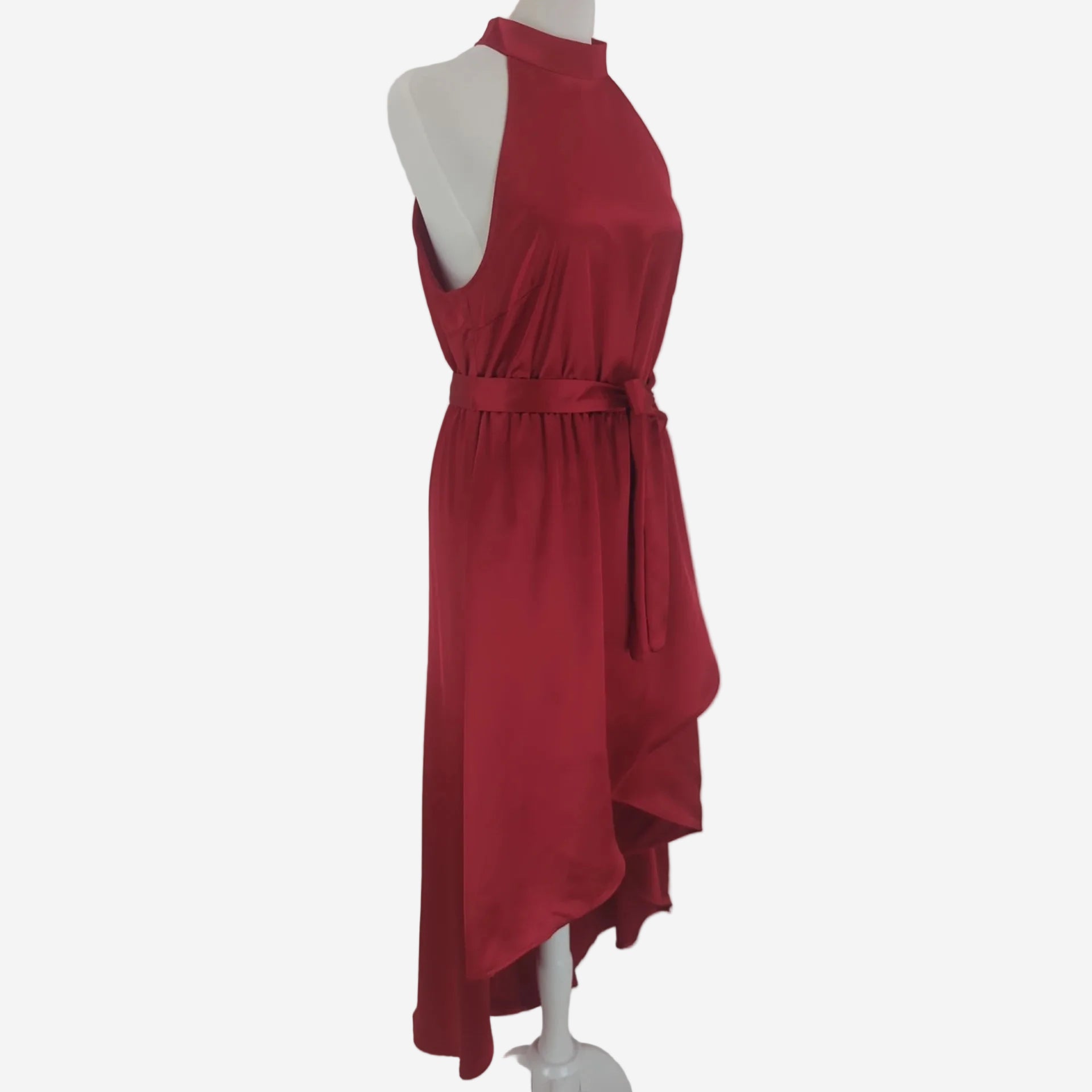 Bodyflirt Rotes Satin Kleid Halterneck Asymmetrisch Elegant
