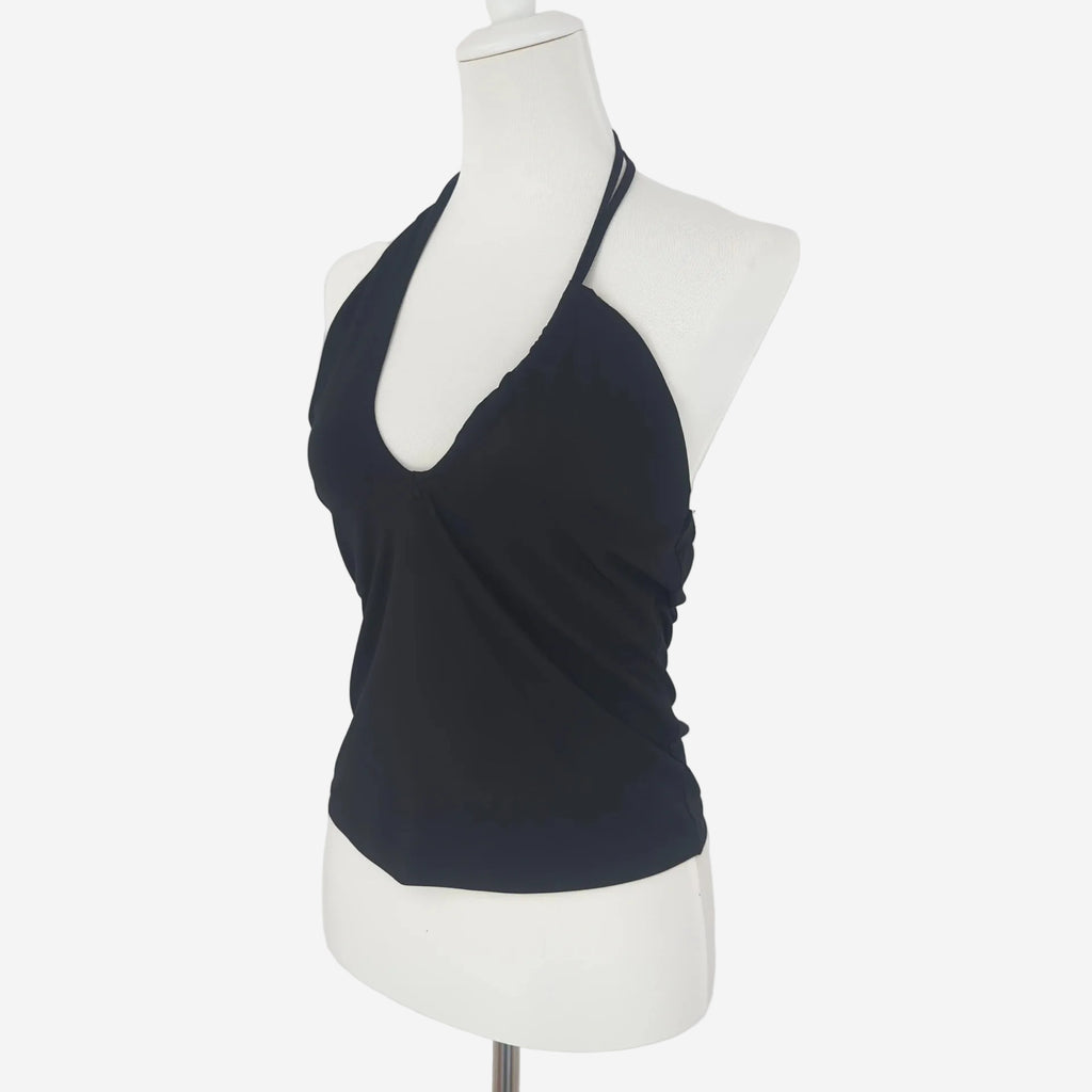 Bonprix Schwarzes Neckholder Top mit Ruched-Detail